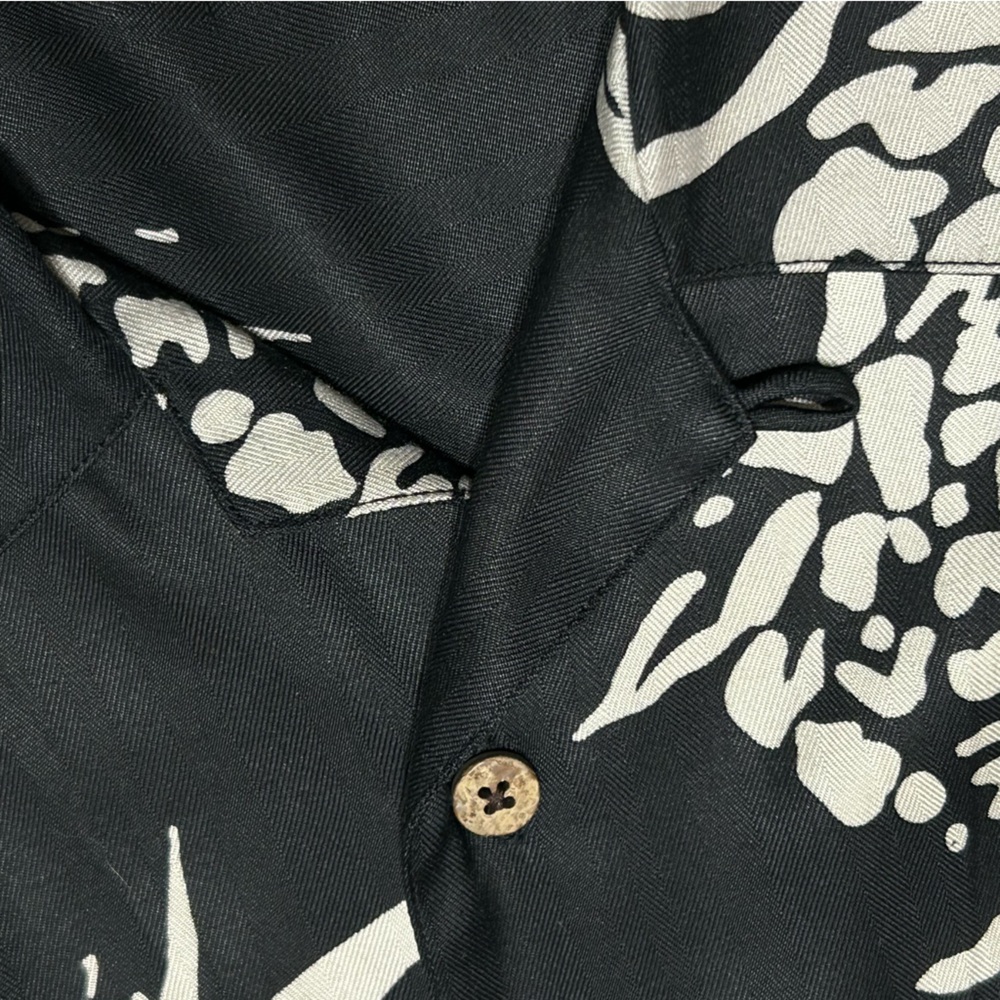 Vintage Jos A Bank 100% Silk Hawaiian Shirt Men XL Tropical Loop Collar Black - Picture 4 of 7